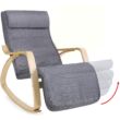 Kép 4/9 - SONGMICS hintaszék, relaxációs szék, 5 fokban állítható lábtartó, váz masszív nyírfából, 150 kg-ig terhelhető, szürke LYY10G