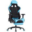 Kép 1/10 - SONGMICS gamer szék lábtartóval, 150 kg, irodai szék, íróasztali szék, ágyéki párna, párna, magas háttámla, ergonomikus, acél, szintetikus bőr, lélegző hálós szövet, fekete-kék RCG52BU