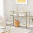 Kép 2/7 - VASAGLE konzolasztal, edzett üveg asztal, 100 x 35 x 80 cm, arany színű