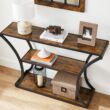Kép 5/9 - VASAGLE konzol asztal, előszoba asztal ívelt lábakkal,120 x 30 x 80 cm, Vintage barna-fekete