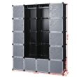 Kép 7/8 - Gardrób szekrény 2 ruhasínnel, moduláris kombinált szekrénnyel, 143 x 36 x 178 cm, fekete