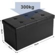SONGMICS tároló pad, 2 férőhelyes, teherbírás akár 300 kg, műbőr, fekete, 76x38x38 cm