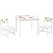 Kép 1/6 - Gyermekasztal szett, 3 részes, fa asztal 2 székkel, fehér