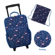 Kép 2/10 - BONTOUR Vászon Gyermekbőrönd 2 Kerékkel, Flamingó Mintával