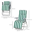 Outsunny kerti nyugágy szett 2 db összecsukható, párnákkal 60 x 75 x 102 cm, zöld + fehér