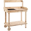 Ültetőasztal fiókkal, 2 szintes kertészasztal mosdókagylóval és kerekekkel 92x45x119 cm