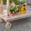 Ültetőasztal fiókkal, 2 szintes kertészasztal mosdókagylóval és kerekekkel 92x45x119 cm
