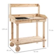 Ültetőasztal fiókkal, 2 szintes kertészasztal mosdókagylóval és kerekekkel 92x45x119 cm
