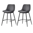 Bárszék 2 db-os szett ergonomikus háttámlával, ülésmagasság 62 cm, tintafekete