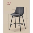 Bárszék 2 db-os szett ergonomikus háttámlával, ülésmagasság 62 cm, tintafekete