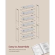 Könyvespolc, 6 szintes üvegpolc fém kerettel, arany színű