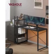 Számítógépes íróasztal, tárolópolcokkal, bal vagy jobb oldalra szerelhető, fekete