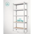 Ötszintes polcrendszer, acél polcrendszer tároláshoz, csavarmentes összeszerelés, teherbírás 650 kg, 30 x 75 x 150 cm, ezüst