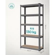 Ötszintes polcrendszer, acél polcrendszer tárolásra, csavarmentes összeszerelés, teherbírás 650 kg, 30 x 75 x 150 cm, szürke