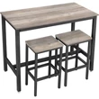 Bárasztal 2 bárszékkel, bárpult 120 x 90 x 60 cm, szürke és fekete Outlet