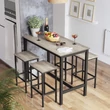 Bárasztal 2 bárszékkel, bárpult 120 x 90 x 60 cm, szürke és fekete Outlet