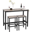 Bárasztal 2 bárszékkel, bárpult 120 x 90 x 60 cm, szürke és fekete Outlet