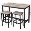 Bárasztal 2 bárszékkel, bárpult 120 x 90 x 60 cm, szürke és fekete Outlet