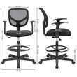 Ergonomikus irodai szék kartámaszokkal, magas forgó szék, Fekete Outlet