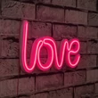Műanyag LED-es fali dekoráció, Love - Pink