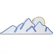 Műanyag LED-es fali dekoráció, Mountain - Blue - Sárga