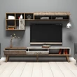 TV szekrény Milan - Walnut, White Marble