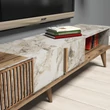 TV szekrény Milan - Walnut, White Marble