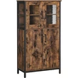 tárolószekrény, többcélú szekrény 60 x 108 x 30 cm, rusztikus barna és fekete