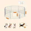 Kutya kennel, kutyaketrec, 61 cm magas, összecsukható kifutó 8 paneles, ezüst | VASHOME