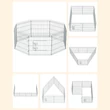 Kutya kennel, kutyaketrec, 61 cm magas, összecsukható kifutó 8 paneles, ezüst | VASHOME