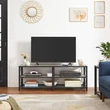 TV szekreny, TV-asztal polcokkal, acélkerettel, 140 x 52 x 39 cm, greige és fekete