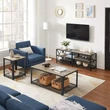 TV szekreny, TV-asztal polcokkal, acélkerettel, 140 x 52 x 39 cm, greige és fekete