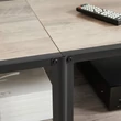 TV szekreny, TV-asztal polcokkal, acélkerettel, 140 x 52 x 39 cm, greige és fekete