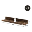 Falipolcok 3 db lebegő polc készlet, hossza 38 cm, rusztikus barna