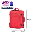 BONTOUR AIR Utazó Hátizsák, WizzAir/Ryanair méretű 40x20x25cm, Piros Színben