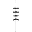Zuhany sarokpolc, 4 szintes fürdőszobai zuhanypolc 85-305 cm, Fekete