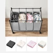 Szennyeskosár görgőkkel 4 x 35L, 4 kivehető táskával, szürke