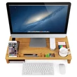 Monitor állvány, bambusz asztali rendező, 60 x 30,2 x 8,5 cm