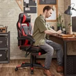 Ergonómikus szék, állítható irodai szék lábtartóval, fekete-piros
