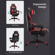 Ergonómikus szék, állítható irodai szék lábtartóval, fekete-piros