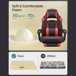 Ergonómikus szék, állítható irodai szék lábtartóval, fekete-piros