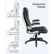 Magas háttámlájú irodaszék, ergonomikus vezetői szék összecsukható kartámasszal, fekete