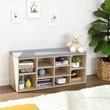 Cipőtároló pad 10 rekesszel, Cipőpad párnával 104 x 30 x 48 cm, tölgy színű