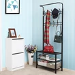 Bejárati Ruhafogas, Ruhaállvány cipőtárolóval 187cm, fekete