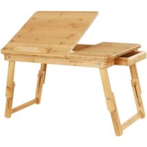 Állítható magasságú laptop asztal fiókkal, összecsukható notebook asztal bambuszból, 5 x (21-29) x 35 cm