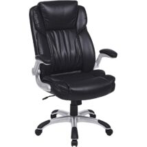 SONGMICS irodai szék, vezetői szék, forgószék, széles ülés rugóval, duplán vastagított kárpit, magas háttámla, összecsukható kartámaszok, dönthetől, borítás mű bőrből, fekete, OBG94BK
