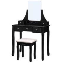 Modern fésülködő asztal készlet keret nélküli nagy tükörrel, Fekete