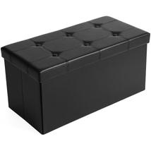SONGMICS tároló pad, 2 férőhelyes, teherbírás akár 300 kg, műbőr, fekete, 76x38x38 cm