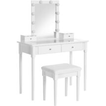 Fésülködőasztal szett, 90 x 133,5 x 40 cm, fehér