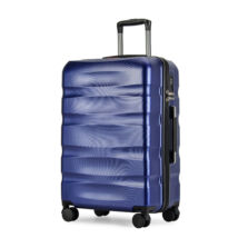 BONTOUR “Wave” közepes Bőrönd, Duplakerekes Gurulós bőrönd TSA zárral, Kék, M méretű